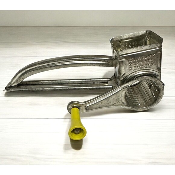 Vintage Mouli Grater Hand-Crank Cheese Shredder Yellow Handle Made in France - Picture 1 of 10